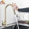 Champagne Bronze Guldsensor Kök Kranar Känslig Smart Touch Control Faucet Mixer Tap Touch Sensor Smart Kök Kranar 211108