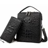 Factory wholesale men shoulder bag 3 colors classic embossed leather handbag vertical multifunctional crocodile business briefcase trend black backpack 8802