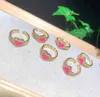 10Pcs Beautiful enamel heart ring gold cz crystal micro pavering fashion design ing jewelry whole 2021