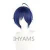 Wonder Egg Priority Ai Ohto Cosplay Wig Dark Blue Short Heat Resistant Synthetic Hair Party Wig With Hairpin + Free Wig Cap
