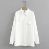 여성용 블라우스 여성 셔츠 여성 패션 솔리드 블랙 캐주얼 여성 의류 느슨한 버튼 흰색 긴 소매 간단한 ol feminine