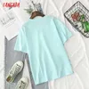 Tangada Women Leaves Emboridery Loose Cotton T Shirt Short Sleeve O Neck Tees Ladies Casual Tee Shirt Top BAO47 210609
