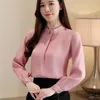 Blouses en mousseline de soie coréenne Femmes Femme Satin Chemises Lady Manches longues Tops Plus Taille Blusas Femininas Elegante Mujer de Moda 210531