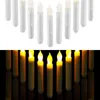 Светодиодные 12 шт. Бесцветные конусные свечи, аккумуляторные фальшивые конические свечи, мерцающие окна свечи свеча H1222