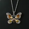 Designer Necklace Luxury Jewelry Vintage Female Butterfly Pendant Charm Silver Color Chain Dainty Rainbow Zircon Wedding For Women
