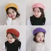 Hiver 2-6 ans filles chaud béret de laine enfants couleur unie casquettes mignonnes enfants chapeaux tout-match 210508