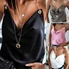 Mulheres Sexy Verão V-Neck Câmeras Câmeras Para Streetwear Decor Decor Corrente Halter SleevelBackLSolid Cor Slim Pullovers Top X0507