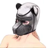 Niewolnik wyściełany lateks gumowy okapy dla psa BDSM PUP Cosplayerotyczna maska ​​kostiumów dla seksualnych towarów dla par flirtujących Y7919365