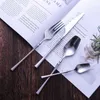 Western Portable Cutlery Set Travel Tableware 24pcs 304 Stainless Steel Dinner Set With Luxury Handle Knife Fork Dinnerware 211112