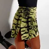 Sexy Bodycon Tiger Printed Skirt Women High Waist Streetwear Split Slim Cosplay Mini Punk Rock Jumpe Femme y2k Clothes 210517