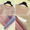 shintimes Pink O-Neck T Shirts Women 2020 Summer Thin Knitted T-Shirt Women Casual Woman T-Shirts Hit Color Tops Tee Shirt Femme Y0508