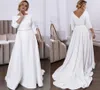 Mm898 plus storlek bröllopsklänning 2021 enkel brudklänning med fickor en linje beading bälte robe de mariage