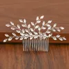 Peignes à cheveux de mariage en perles et strass, couleur argent, accessoires pour femmes, ornements de cheveux, bijoux, couvre-chef de mariée