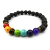Beaded Strands 7 Chakra Armband 8mm Black Frosted 3D Buddhas Head Energy Stone Colorful Buddhist Bead Women Män Fawn22