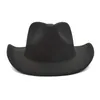 Breda brimhattar vintage kvinnliga män västerländsk cowboy hatt med cowgirl jazz cap unisex ull fedora caps284u