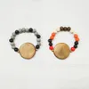 Foreign trade wooden bead bracelet female personalized wood chip printable elastic rope chain multi-color optional