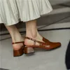 MORAZORA grande taille 34-42 femmes sandales talons épais bout carré mode dames chaussures simples en cuir véritable bureau robe chaussures 210506
