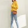 Пэчворк полосой джинсы осени женщин корейский высокий талию молния карманы стройная подходящая мода женские штаны 11940551 210527