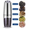 Electric Pepper Mill Gravity Induction Stainless Steel Salt Spice Grinder LED Light Kitchen Tool 210713