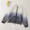 HARAJUKU Güneş Koruma Ceket Uzun Kollu Şeffaf Ceket Degrade Pullu Kadın Ceket Kadınlar Ince Artı Boyutu Kadınsı Coat 211014