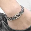 Mäns 316L Stainless Steel Curb Cuban Link Armband Totem Knot Charm Armband Male Smycken Dropship Gift för män HB10