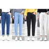 Frauen Jeans Vintage Gerade Mom Lose Blau Denim Hosen Knöchel Länge Hosen Weibliche Casual Streetwear Harem 210922