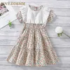 Kärlek DDMM Girl Princess Dresses Barnkläder Tjejer Sweet Flower Lace Dress Kids kläder för kostym 210715