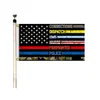 No One Fights Alone Blue Line 3x5ft Flags Outdoor Indoor Decoration Banners 100D Polyester 150x90cm High Quality Vivid Color With Two Brass Grommets