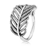 Anillos de racimo auténtica Plata de Ley 925 anillo de pluma brillante para mujer fiesta de aniversario regalo de moda joyería fina de Europa