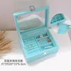 Small Blue Velvet Carry Case With Glass Lid Jewelry Ring Display Stand Storage Box Holder Organizer Ring Earrings