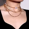 Chokers Vintage Boho Multilayer Pearl Choker Pendant Chunky Chain Necklace For Women Gold Silver Color Collar Fashion SMEEXCH