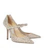 Nieuwe 23ss Dames Bruiloft Jurk Schoen Bruid pumps luxe designer schoenen modemerk Platinum Glitter Pumps met Crystal Dames Jurk Schoen