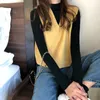 Gilet maglione casual moda femminile stile occidentale coreano maglione corto lavorato a maglia con volant primavera autunno pullover donna 210427