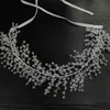 Wesele Akcesoria do włosów Kobiety Kryształowe Pearl Headpieces Bridal Satynowy Wstążka Biżuteria Dla Brides Tiaras Korony Opaski X0625