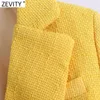 Zevity 2021女性の歌ディの色の二重抽選テクスチャT Woolen Short Slim Blazerコートヴィンテージの女性のシックなバスインポート方法CT715 x0721