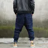 Hip Hop Korea Mens Full Length Cross Denim Harem Pants Loose Fit Plus Size S-4XL Fashion Street Dance Hanging Carrot Men's Jeans