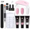 Nail Art Kits Poly Extension Gel Kit UVLED Dryer Lamp Enhancement Builder For Home DIY Salon1403953