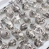 En gros 20 pcs/Lots mélange hibou Dragon loup éléphant tigre Etc Style Animal Antique Vintage bijoux anneaux pour hommes femmes 2201133749162