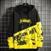 Streetwear homens hoodie carta impressão moletom com capuz retalhos hip hop hoodies high street moda tops 220217