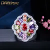 Brand Mona Lisa Jewelry White Gold Color MultiColored Cubic Zirconia Stone Big Party Rings for Female R098 210714