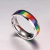 Fedi nuziali Personalità Uomo Donna Arcobaleno Anello colorato Acciaio inossidabile Lebian Gay Band Drop