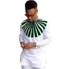 Męskie Koszulki Afryki Odzież męska O-Neck Ankara White Z Drukuj Topy Patchwork Dostosowane Weam Male Dashiki Koszula na ślub C3W3