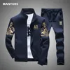 Printed Tracksuit 2 Pieces Men's Sets Casual Sports Suit Spring Autumn Men Sportswear Zipper Hoodie+Pants Training Suit 211006