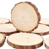 Décorations de Noël Tranches de bois naturel 30pcs 3 5-4 0 pouces Cercles ronds Disques de bûches d'écorce d'arbre inachevés pour les ornements d'artisanat D236f