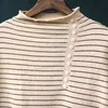 ジョニー教会の秋冬ファッション全ての試合の縞模様のタートルネックボトムなセーターシンプルなボタン女性プルオーバーセーター210521