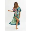 Women's Swimwear Sporlike Vintage Print Floral Beach Cover Up Summer Bikini Outerwear Flare Sleeve Oversize Bohemian Long Cardigans