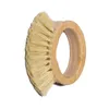 Houten Handvat Reinigingsborstel Creatieve Ovale Ring Sisal Dishwashing Brushs Natural Bamboo Huishoudelijke keuken benodigdheden