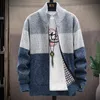 スリムセーターの男性スプリングカーディガンセーターメンズストリートウェア厚い温かいセーターコートニットメンズパッチワークジャンパー衣料210804