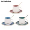 Tasse à café en céramique cuillère soucoupes porcelaine Style nordique ménage tasse ensemble luxe Latte lait après-midi thé Snack assiette cadeau tasses