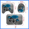 Bleu Fleur Papillon Salle De Bains Tapis Antidérapant Ensemble Durable Étanche Rideau De Douche Piédestal Tapis Couvercle Toilette Couverture Tapis De Bain Tapis 210712